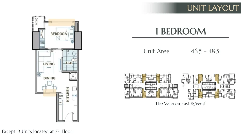 1-Bedroom 46.5 - 48.5 SQM