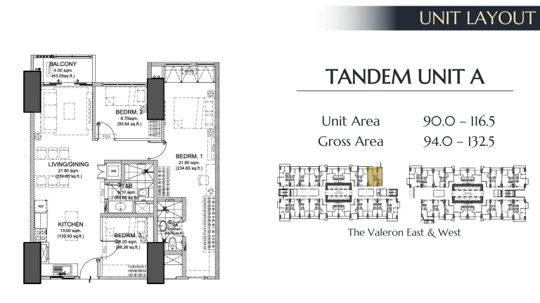 Tandem Unit A 90 - 116.5 SQM